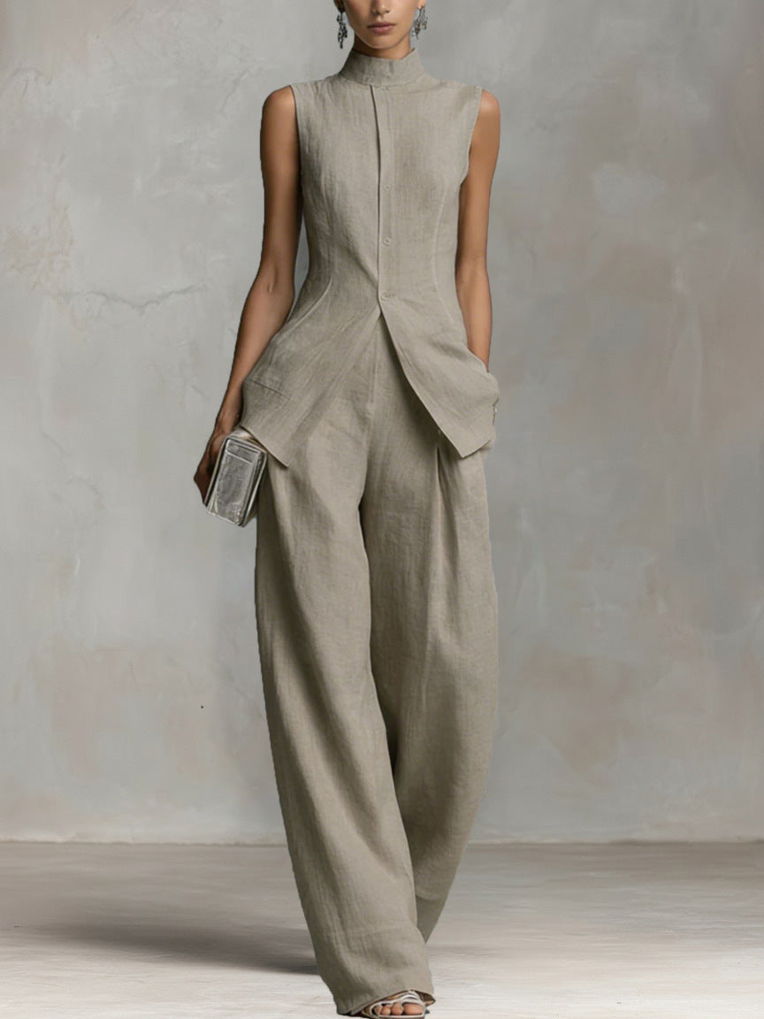 White Linen Two Piece Set