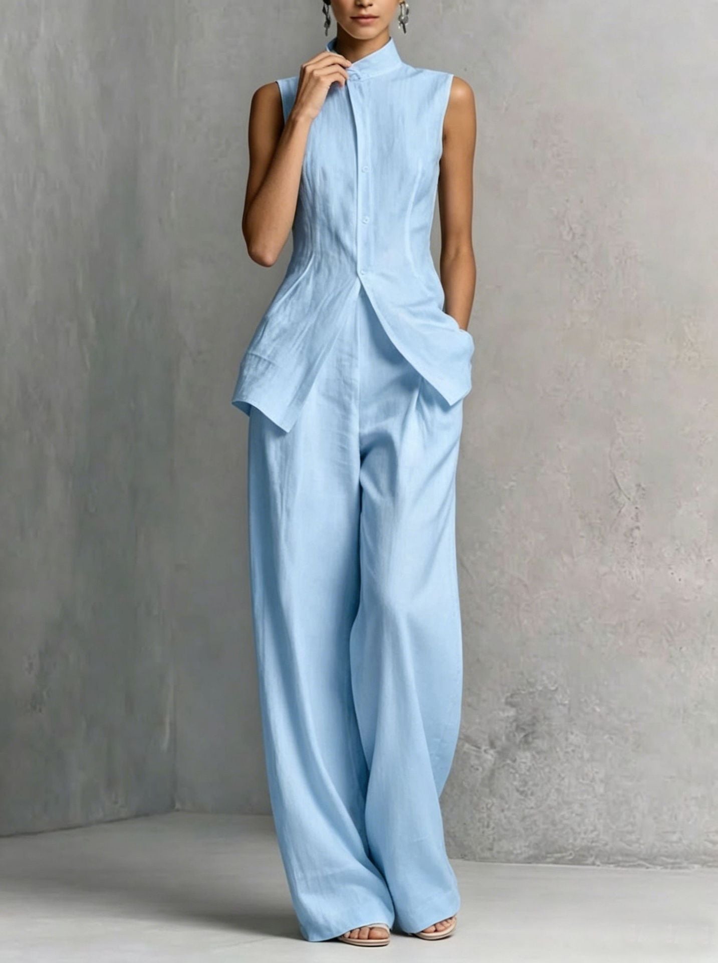 White Linen Two Piece Set