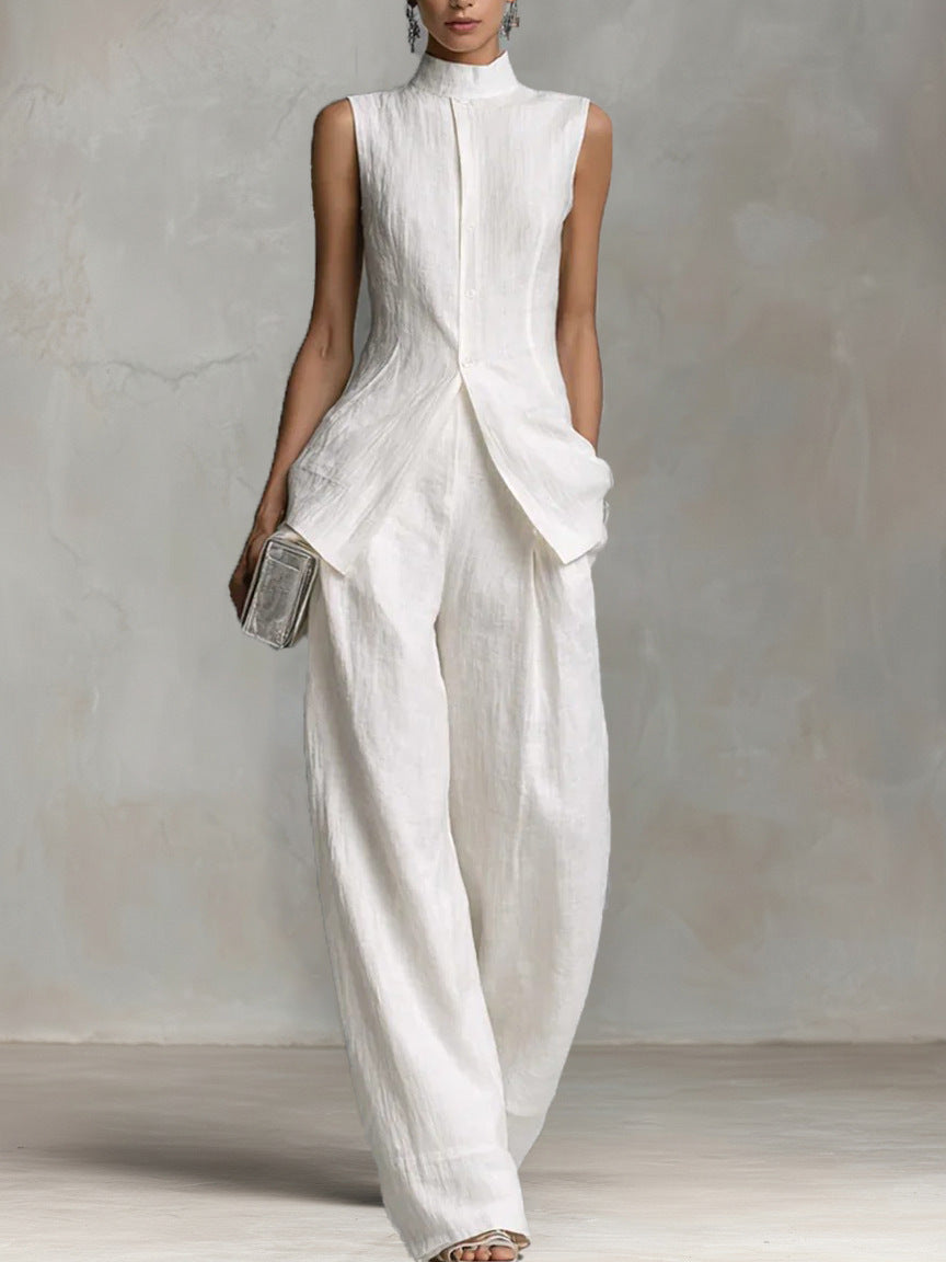 White Linen Two Piece Set